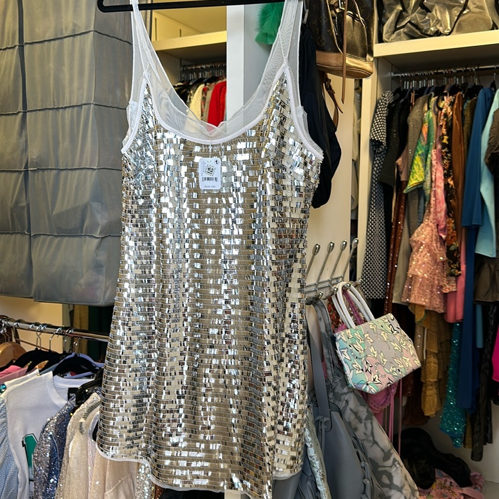 Free people silver dress nwt